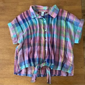 Forever 21 lightweight plaid short sleeve top